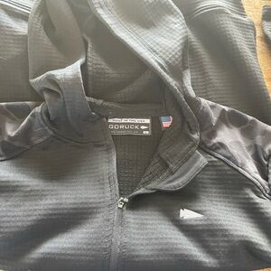 GORUCK Black Waffle Zip-up Hoodie with Subtle Camo Detail